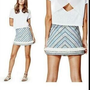 Guess Embroidered Fringe Mini Skirt